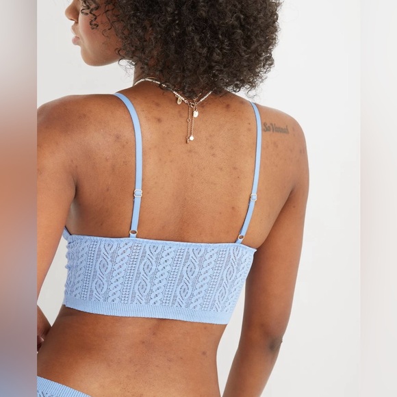 Aerie Cable Lace Longline Bralette Blue Size L (36B, 36C, 38B) - Picture 2 of 7